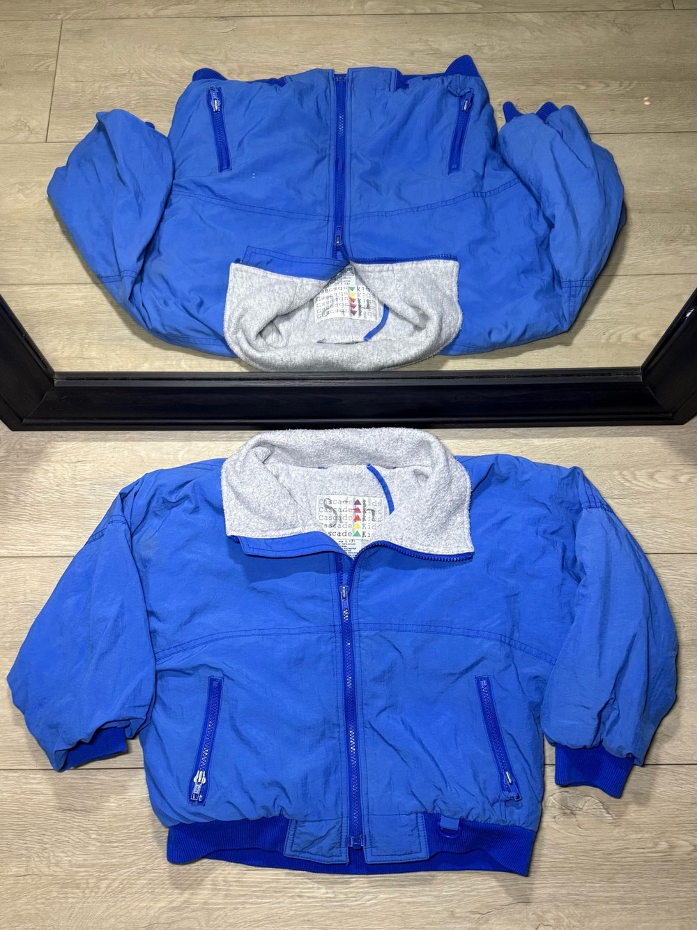 Vintage 1990s Kids / Youth Blue Cascade Kids Fleece Windbreaker Jacket